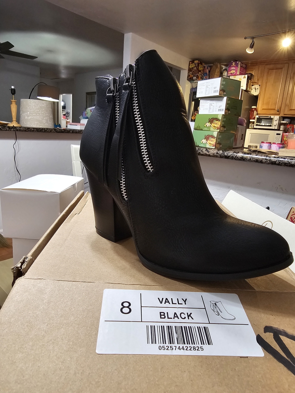 Journee Collection Black Zip-Accent Block Heel Ankle Boots